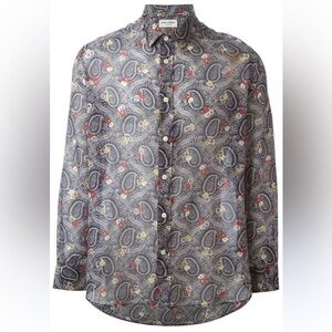 Saint Laurent Paisley Cotton Silk Organza Shirt Sz 37 / 14.5 #1